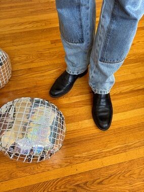 Stafford Black Leather Penny Loafers